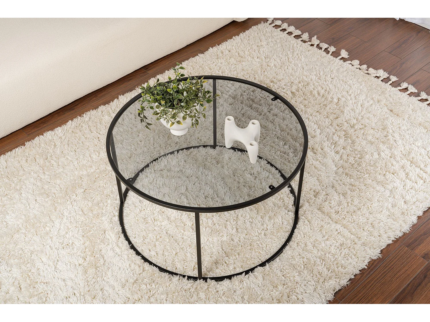 Table basse en métal "Aurum" - 80 x 80 x 43 cm - Noir Gris