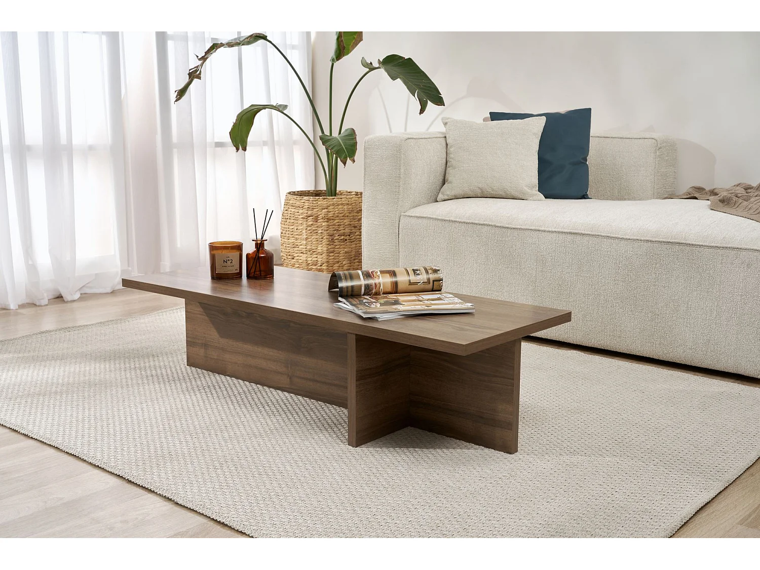 Table basse en bois "Harbor" - 120 x 45 x 30 cm - Noyer