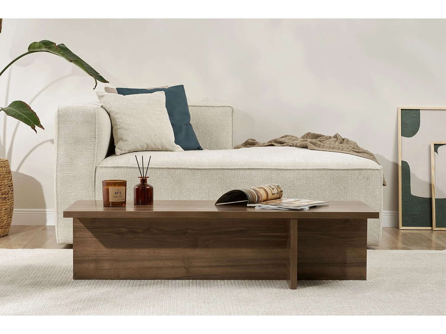 Table basse en bois "Harbor" - 120 x 45 x 30 cm - Noyer