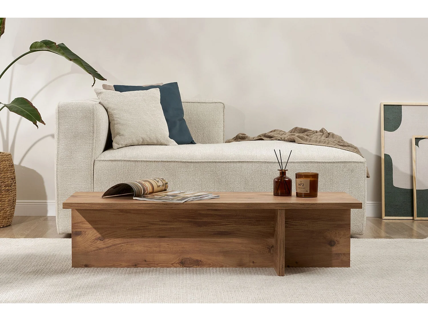 Table basse en bois "Harbor" - 120 x 45 x 30 cm - Pin atlantique