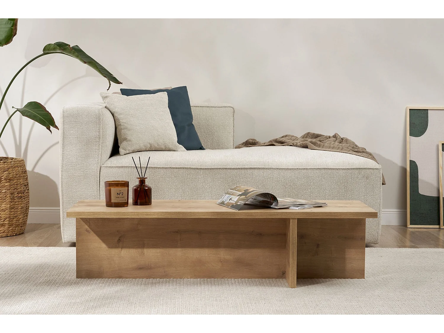 Table basse en bois "Harbor" - 120 x 45 x 30 cm - Chêne Saphir