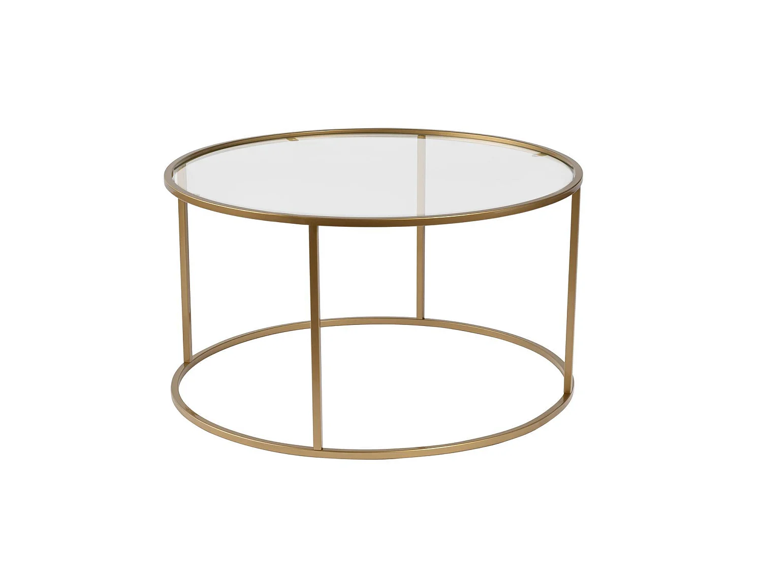 Modern Metall Kaffebord "Aurum" - Guld Transparent - 80 x 80 x 43 cm - Rund/Oval