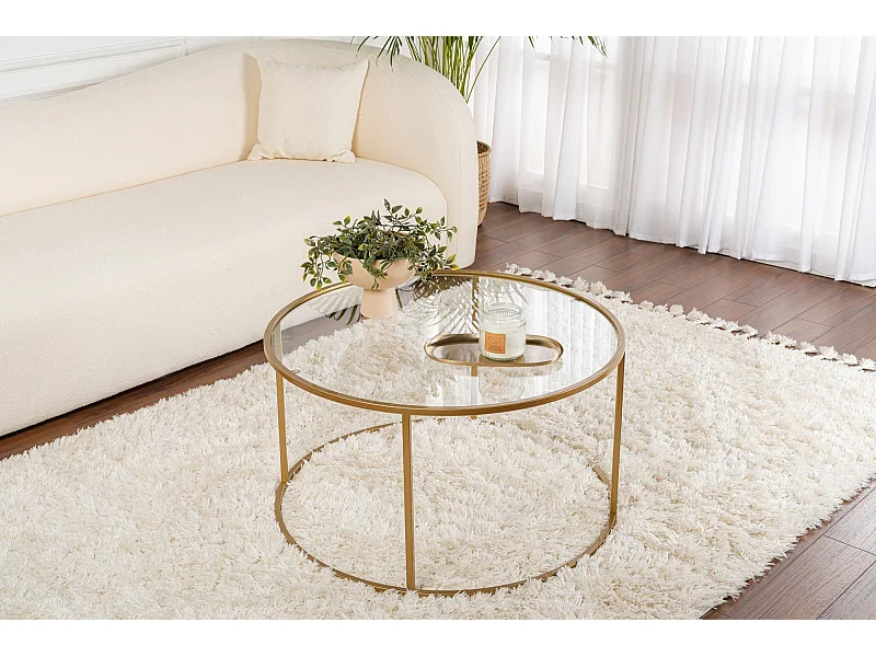 Table basse en métal "Aurum" - 80 x 80 x 43 cm - Or Transparent