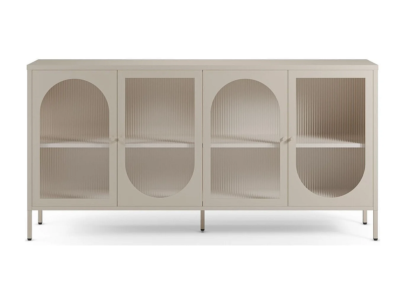 Buffet 4 portes en métal beige 160 cm - Ysia
