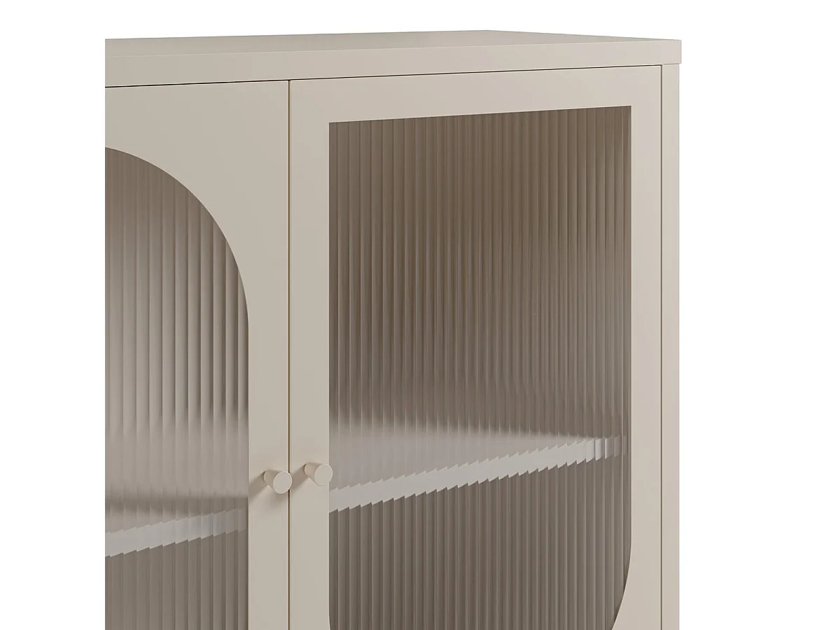 Buffet 4 portes en métal beige 160 cm - Ysia