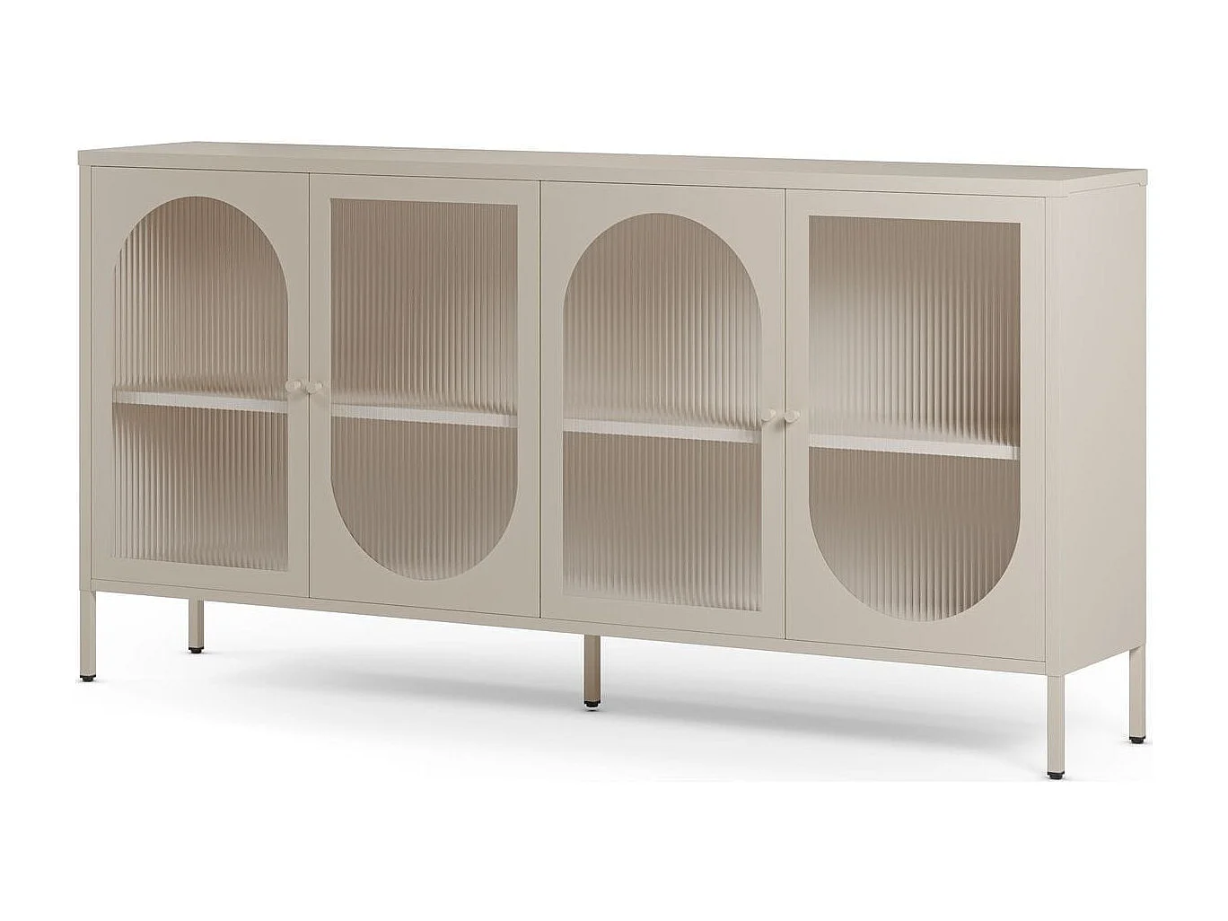 Buffet 4 portes en métal beige 160 cm - Ysia