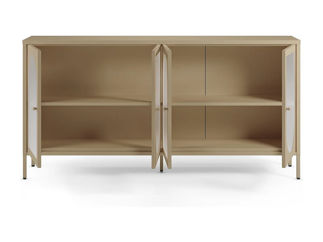 Buffet 4 portes en métal beige 160 cm - Ysia