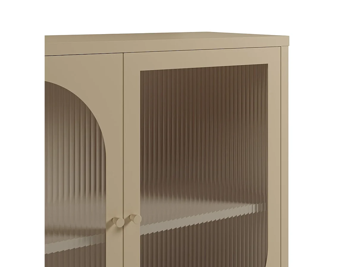Buffet 4 portes en métal beige 160 cm - Ysia