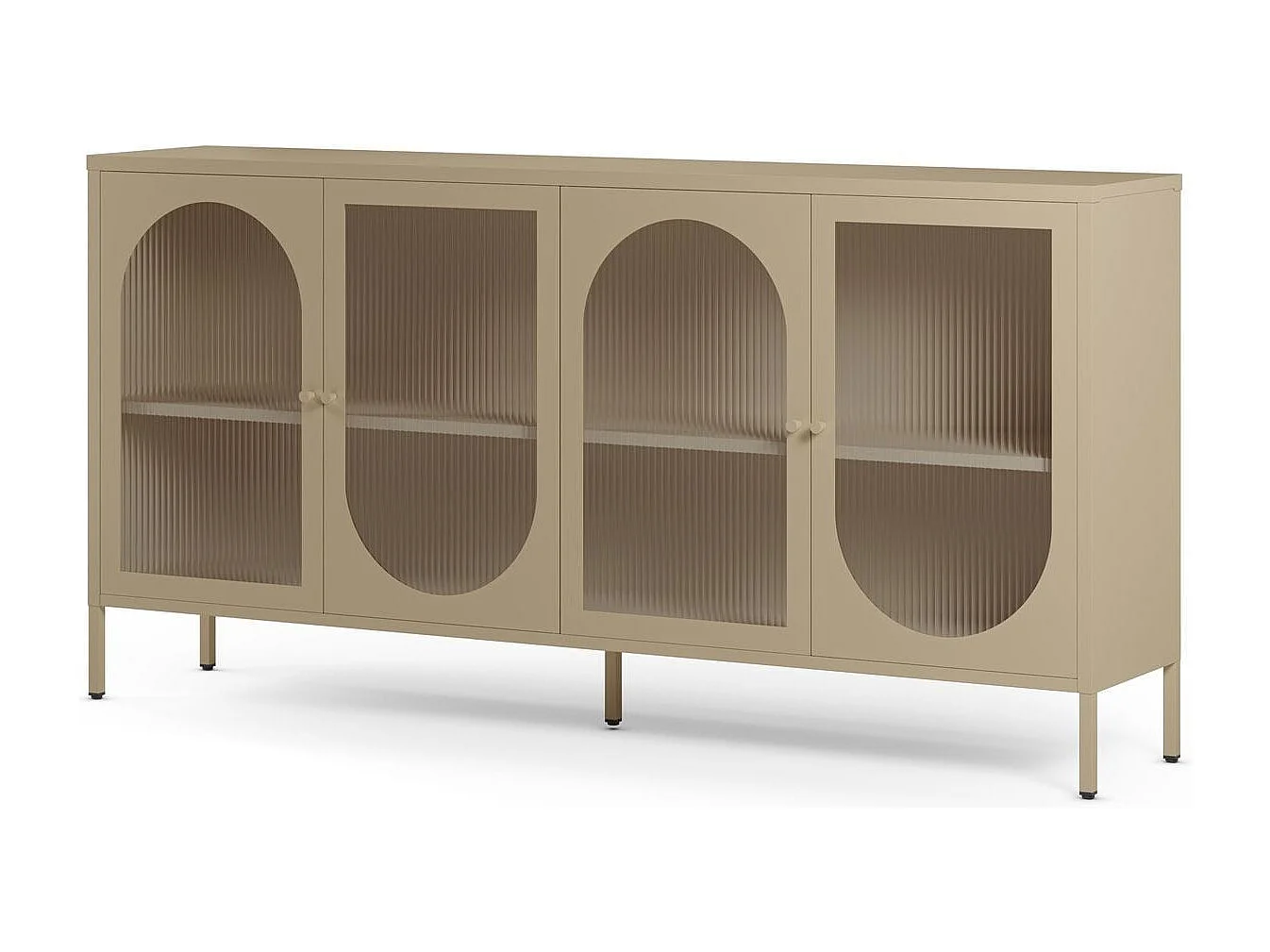 Buffet 4 portes en métal beige 160 cm - Ysia