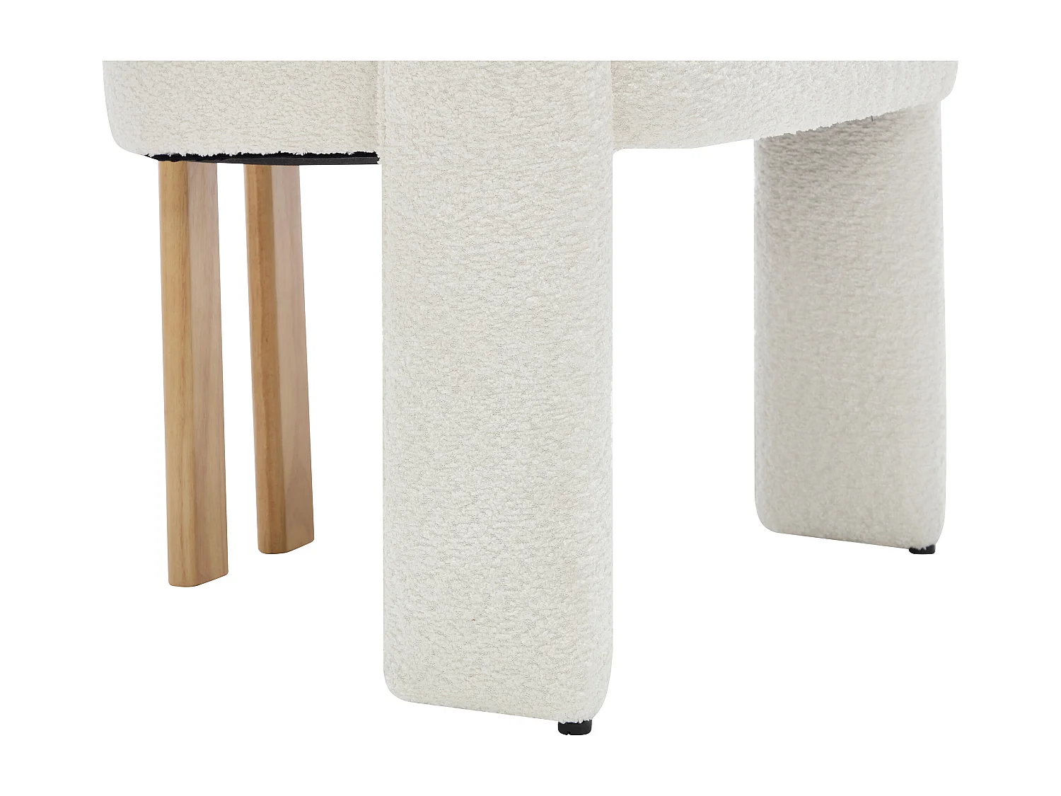 Lot de 6 chaises avec accoudoirs en tissu bouclette et bois d'hévéa - Blanc - NORETI