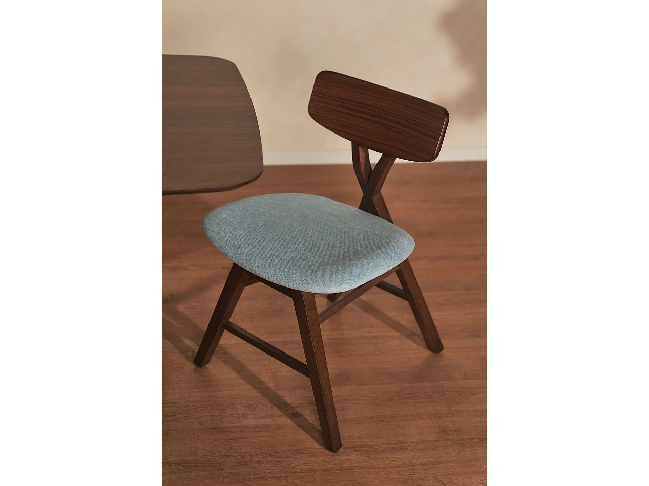 Chaise en bois – brun/bleu – LOOMENS