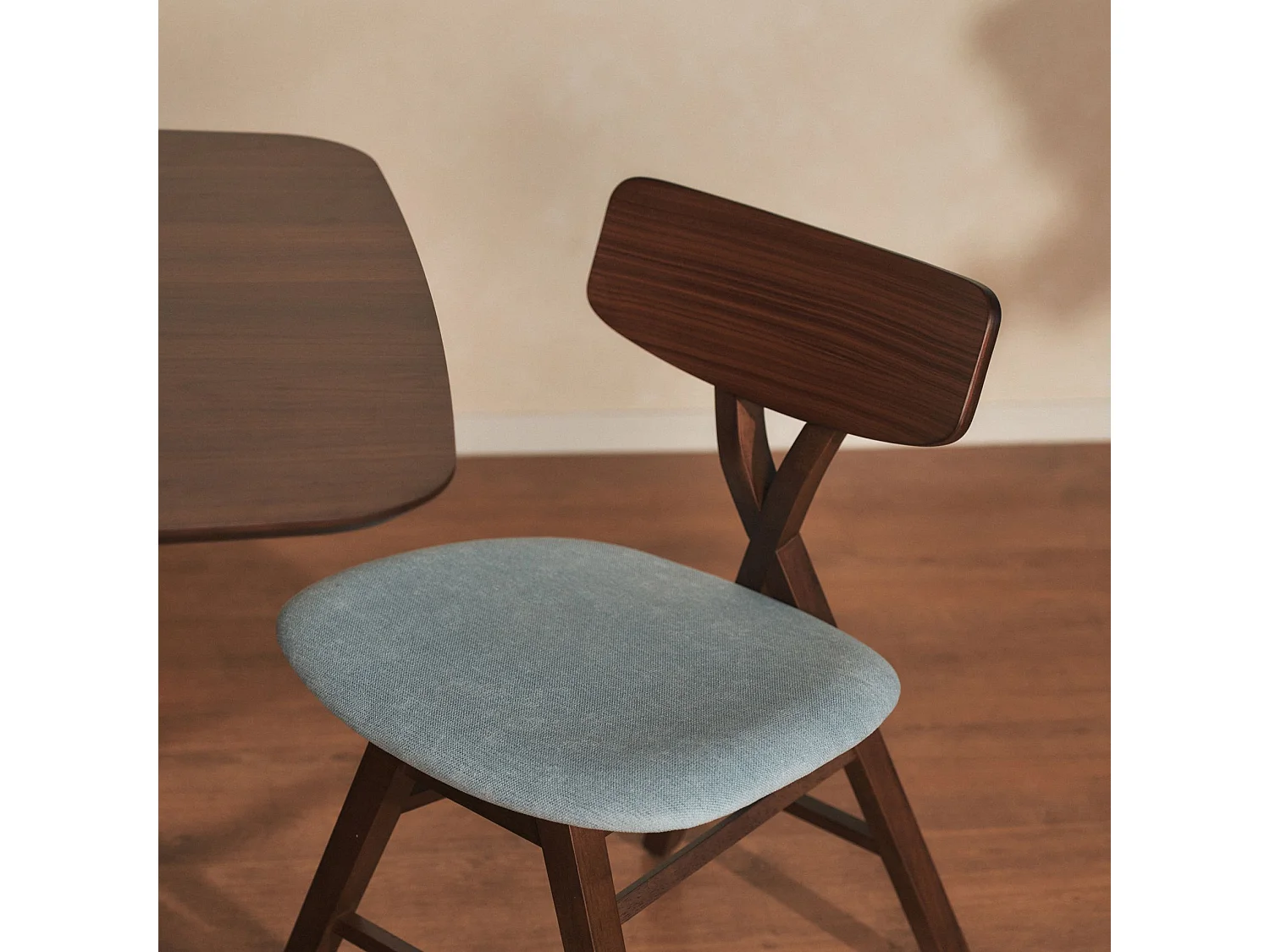 Chaise en bois – brun/bleu – LOOMENS