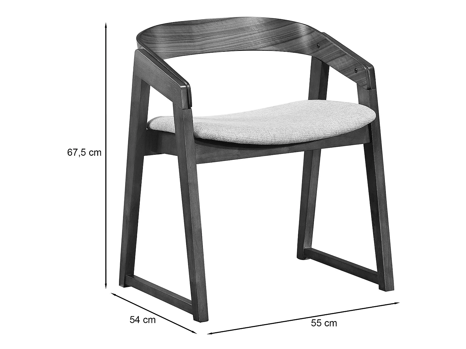Houten stoel – licht hout – lichtgrijs – SALOSS