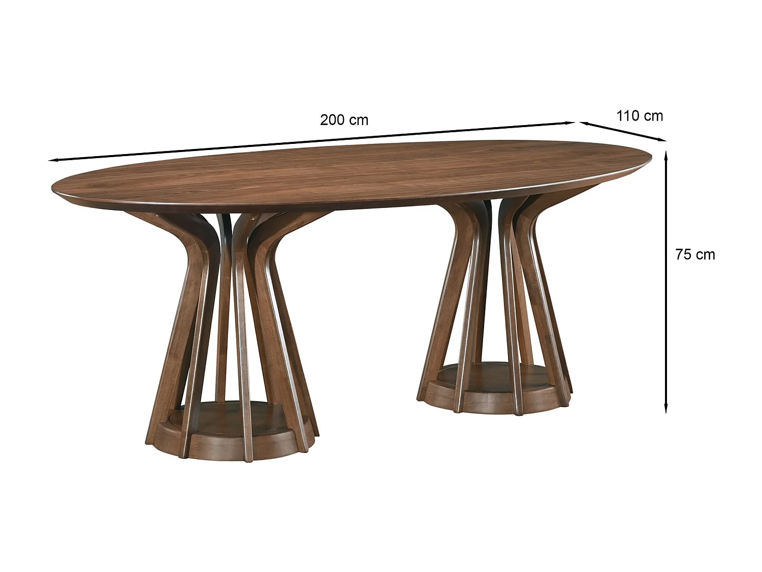 Table à manger rectangulaire – aspect noyer – 200x110 cm – STENNE