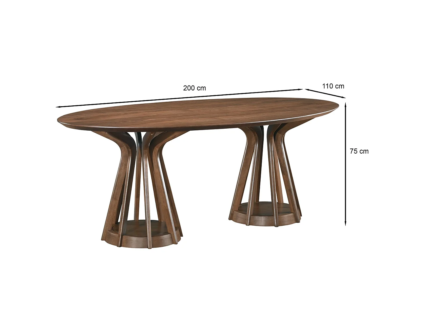 Esstisch 200 x 110 cm – Nussbaum-Optik – STENNE
