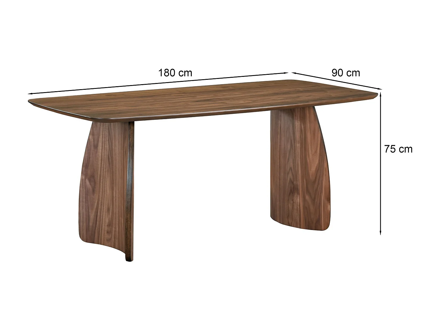 Table à manger rectangulaire – aspect noyer – 180x90 cm – SOLIATES