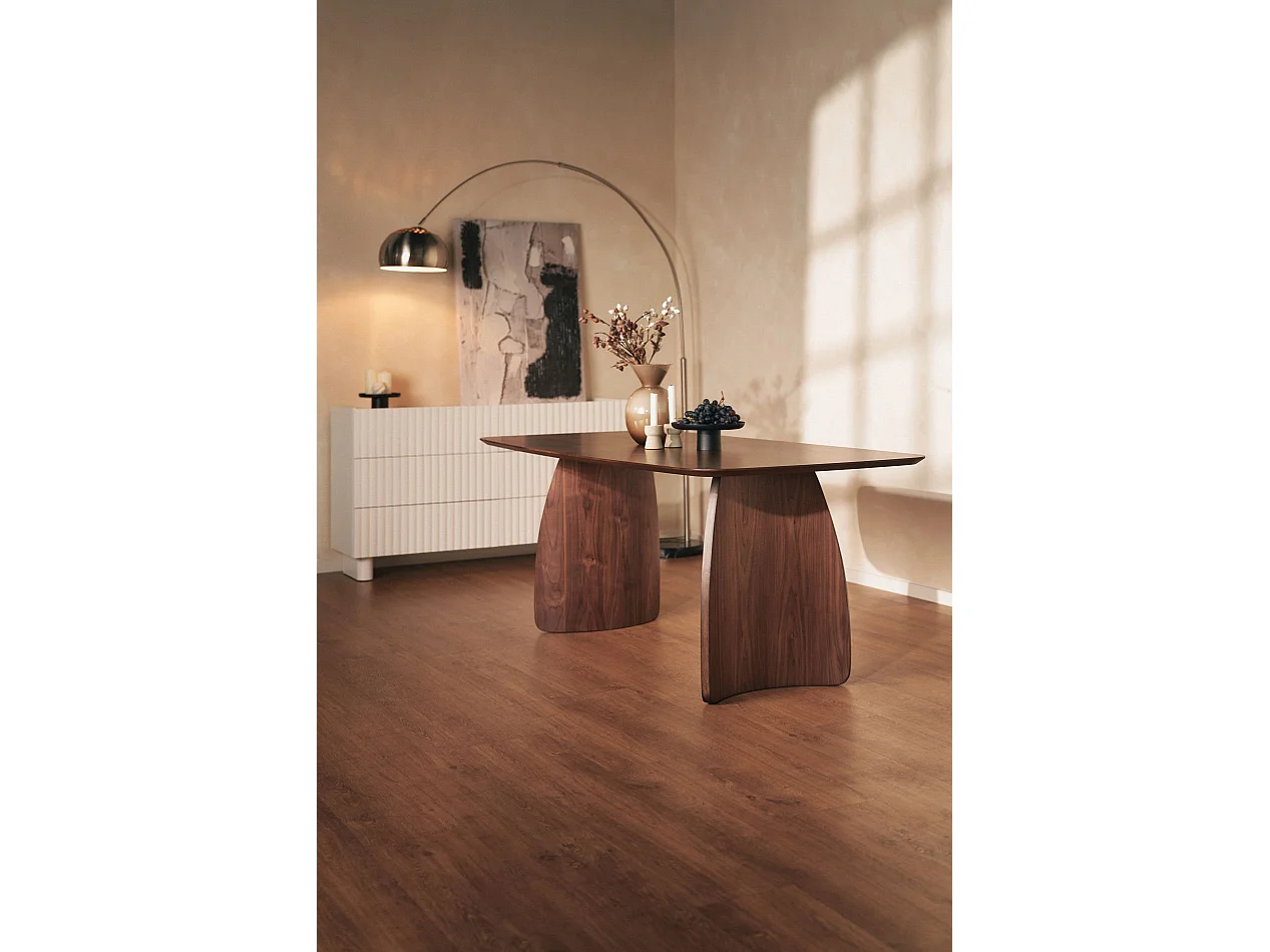 Table à manger rectangulaire – aspect noyer – 180x90 cm – SOLIATES