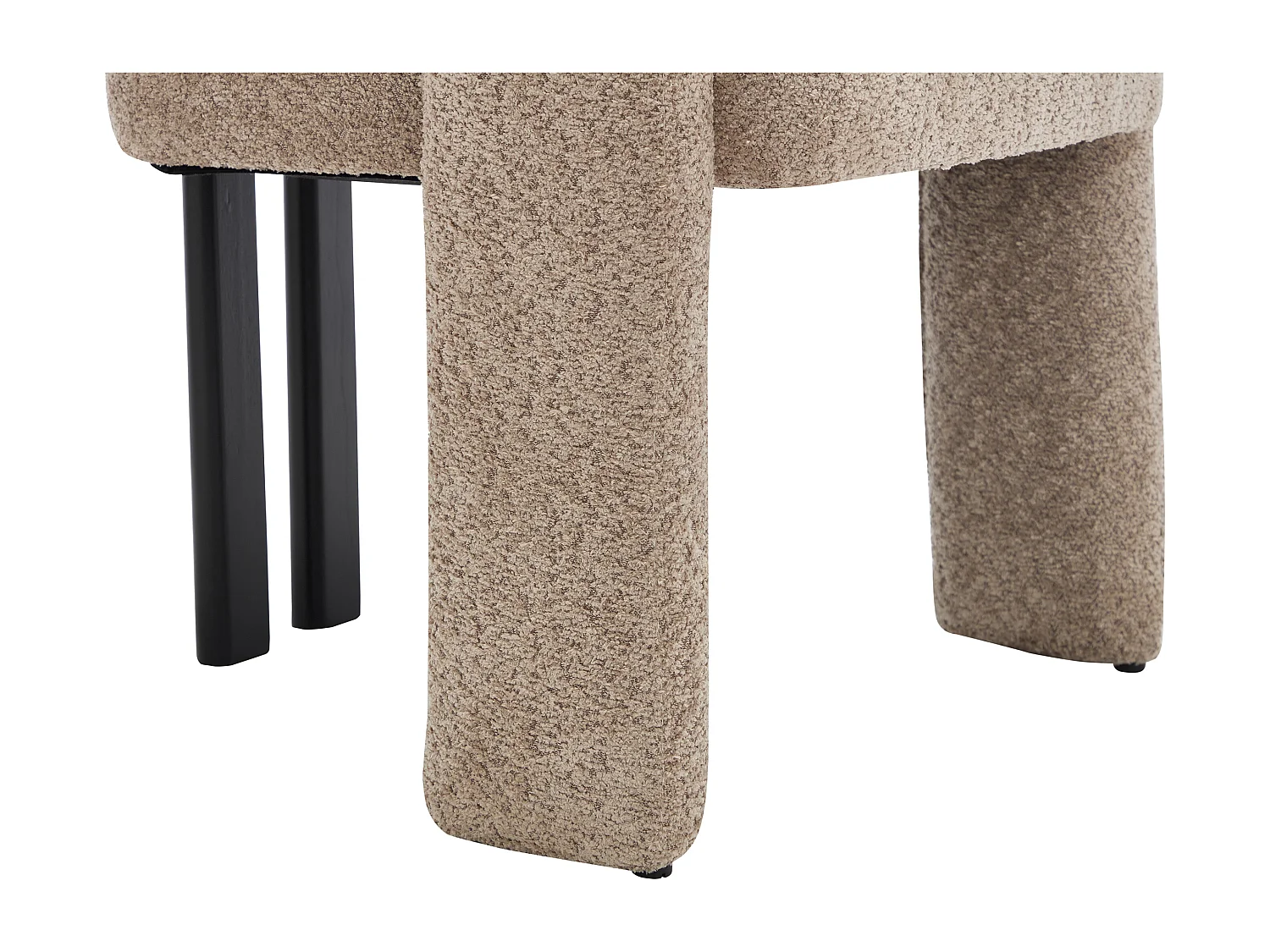 Lot de 6 chaises avec accoudoirs en tissu bouclette et bois d'hévéa noir - Taupe - NORETI