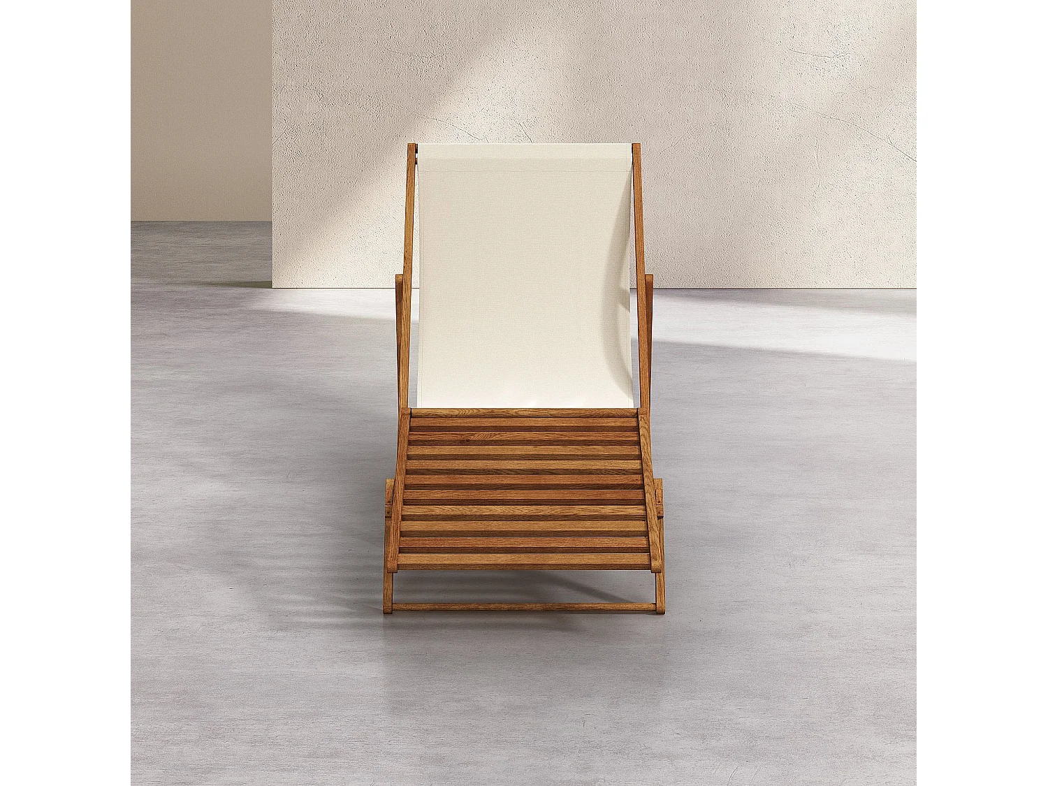 Habitat - Chilienne en chêne et toile en coton avec repose-pieds - Écru - Maui