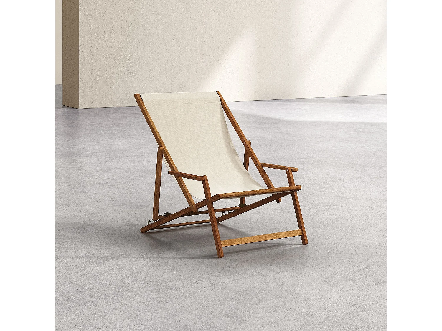 Habitat - Chilienne avec accoudoirs en chêne et toile en coton - Écru - Maui