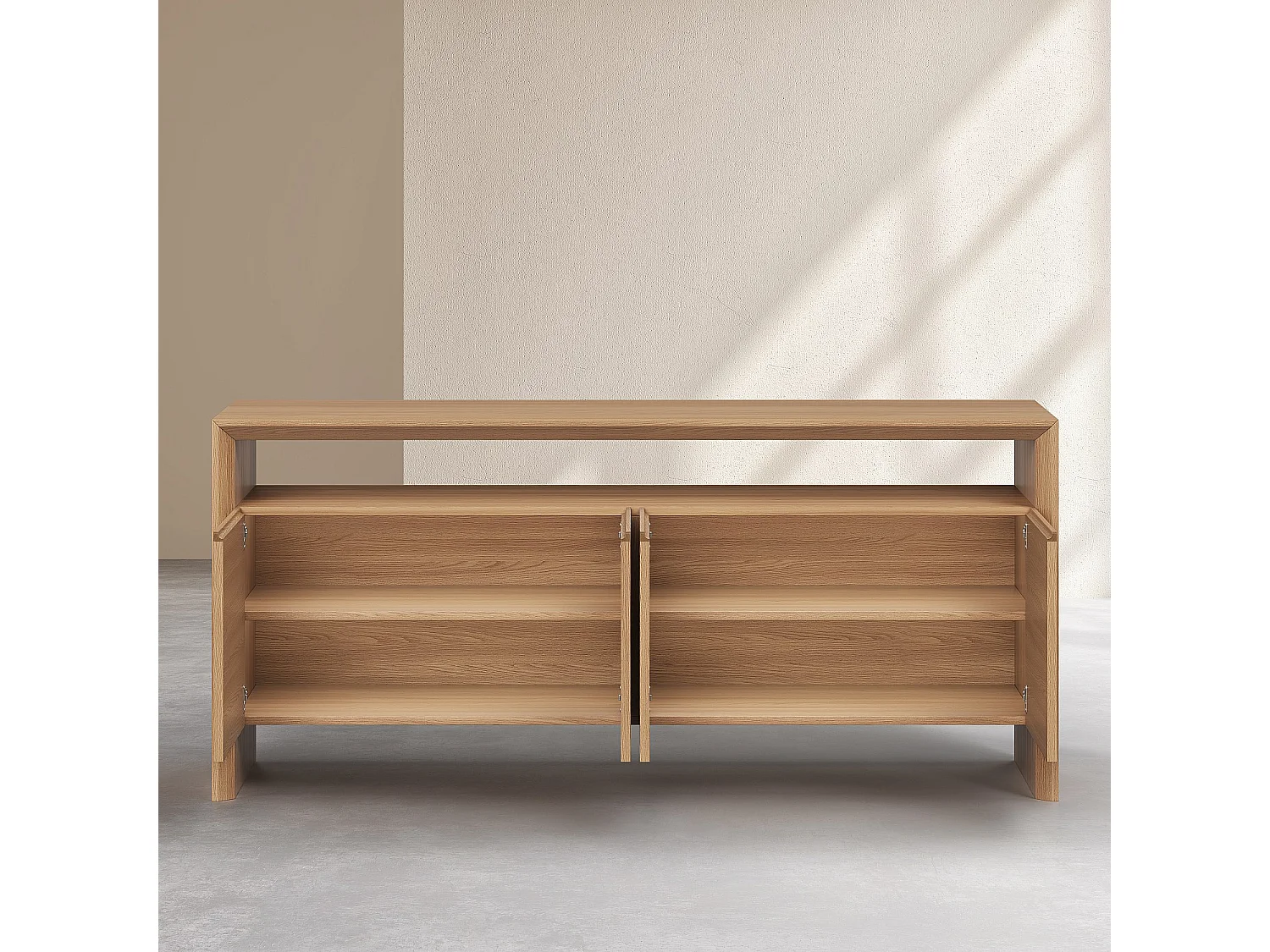 Habitat - Buffet bas 4 portes en chêne - Naturel - Rafael