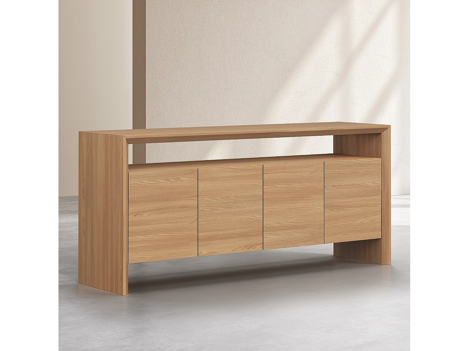 Buffet bas 4 portes en chêne - Naturel