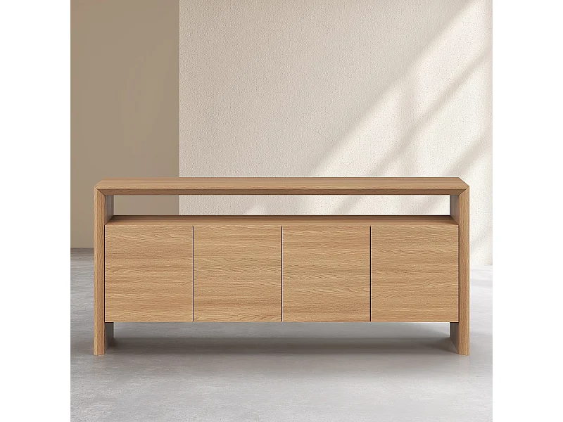 Habitat - Buffet bas 4 portes en chêne - Naturel - Rafael