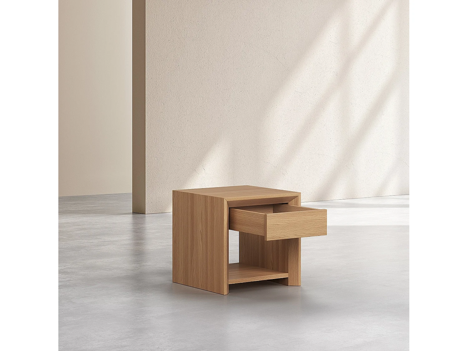 Habitat - Table de chevet 1 tiroir en chêne - Naturel - Rafael