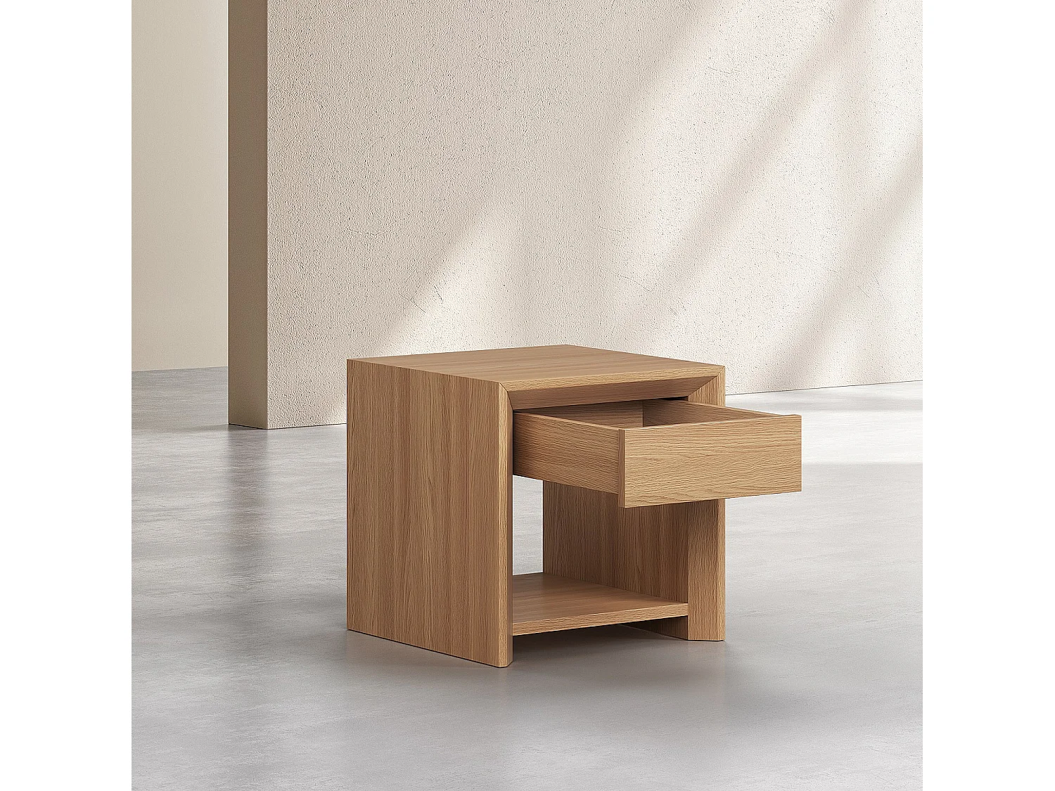 Habitat - Table de chevet 1 tiroir en chêne - Naturel - Rafael