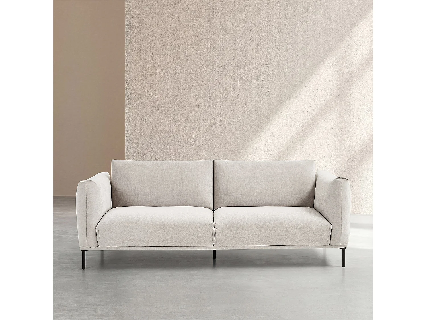 Canapé 3 places en tissu garni de plumes - Gris polaire