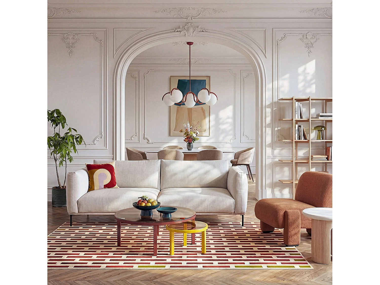 Canapé 3 places en tissu garni de plumes - Gris polaire