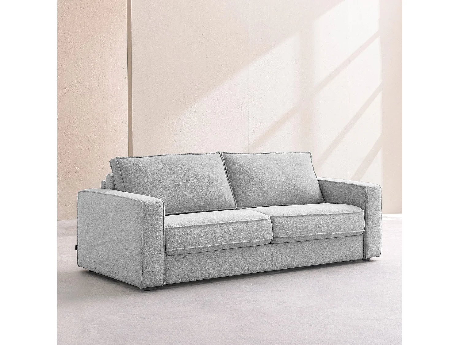 Canapé convertible 2 places - Couchage 140 cm - Matelas 16 cm - Tissu bouclette Tolfa - Gris argent