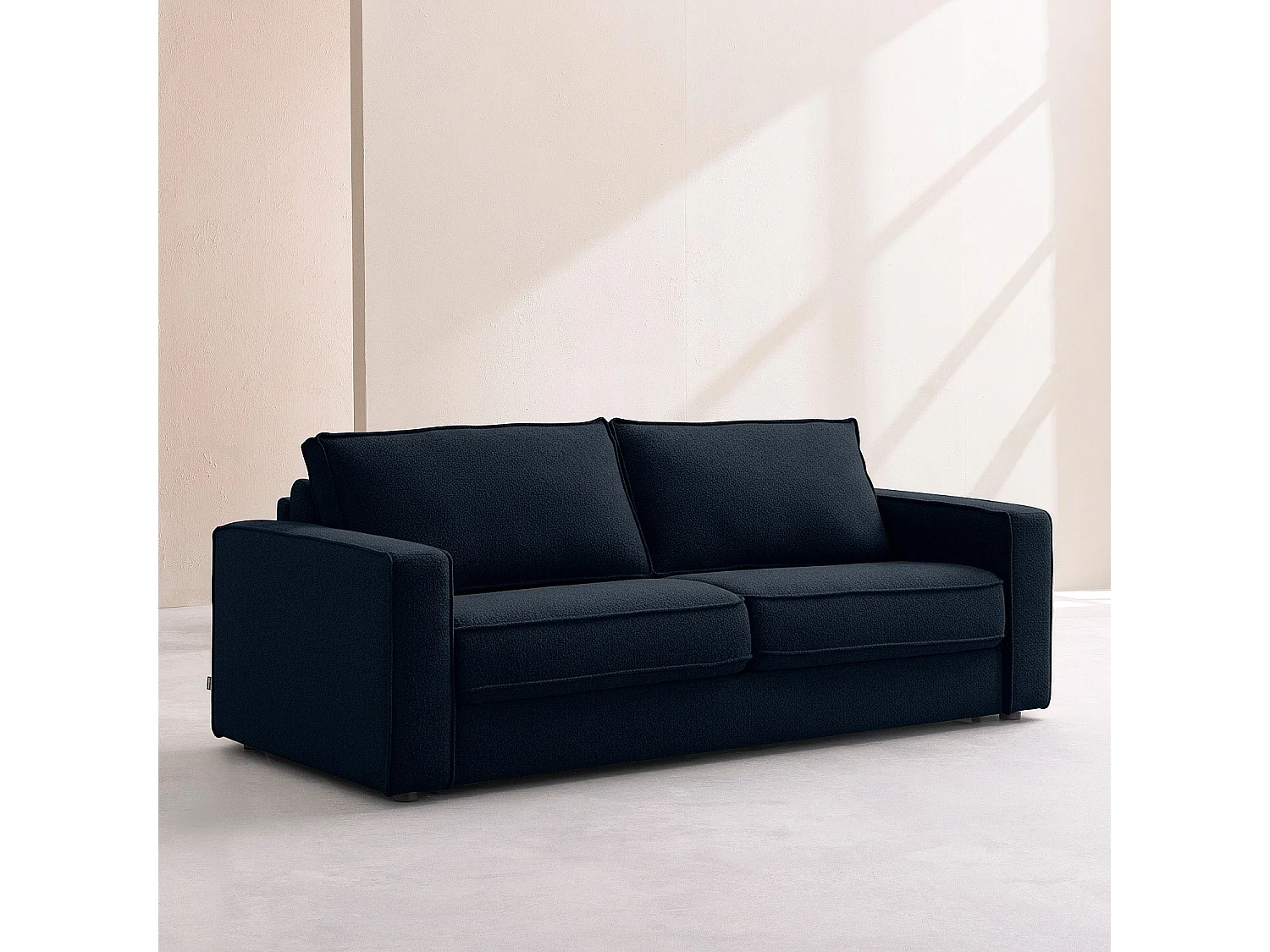 Canapé convertible 2 places - Couchage 140 cm - Matelas 16 cm - Tissu bouclette Tolfa - Bleu marine