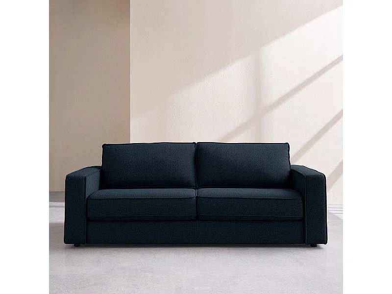 Habitat - Canapé convertible 2 places - Couchage 140 cm - Matelas 16 cm - Tissu Tolfa Bleu marine - Vienne