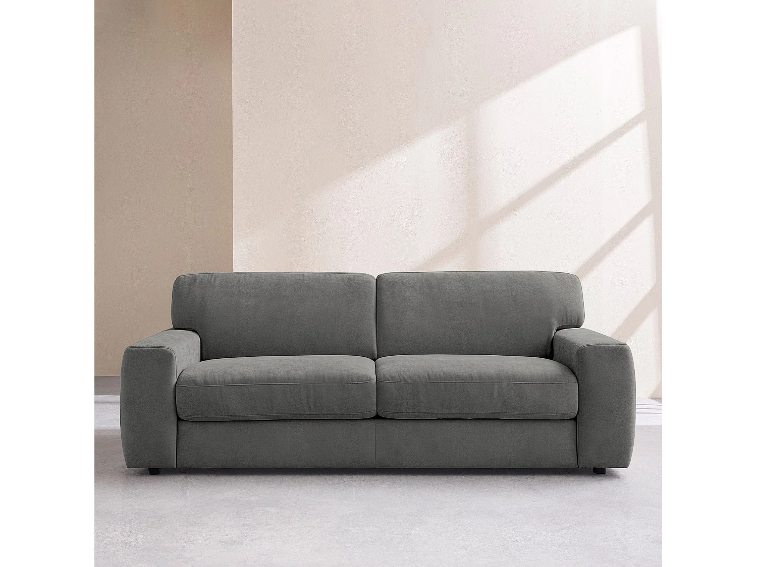 Canapé convertible 3 places - Couchage 160 cm - Matelas 16 cm - Tissu Atrani Gris ardoise
