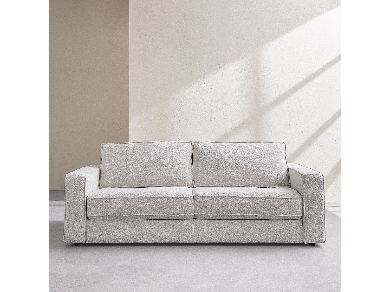 Canapé convertible 3 places - Couchage 160 cm - Matelas 16 cm - Tissu Tolfa Crème