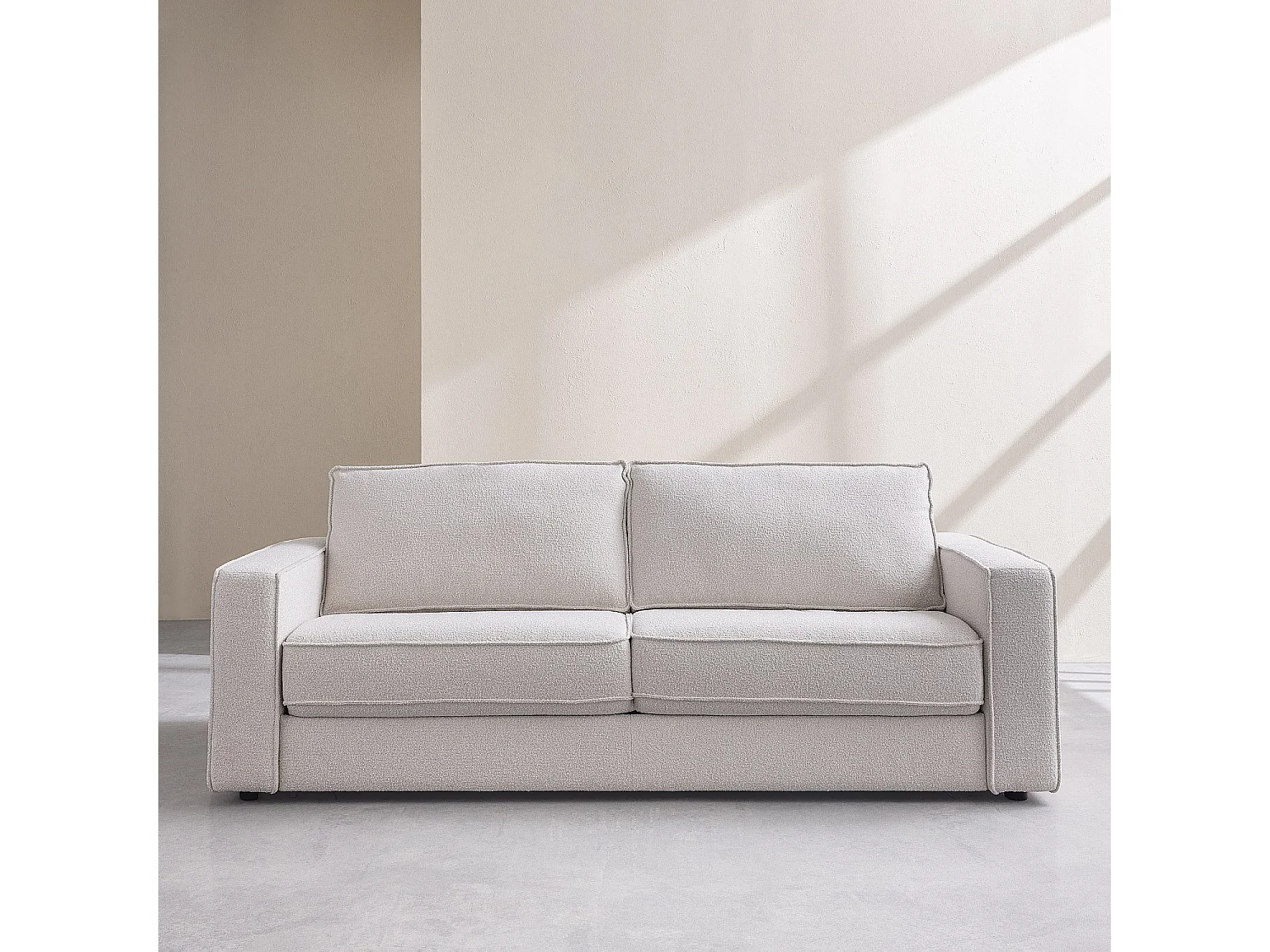 Canapé convertible 3 places - Couchage 160 cm - Matelas 16 cm - Tissu Tolfa Crème
