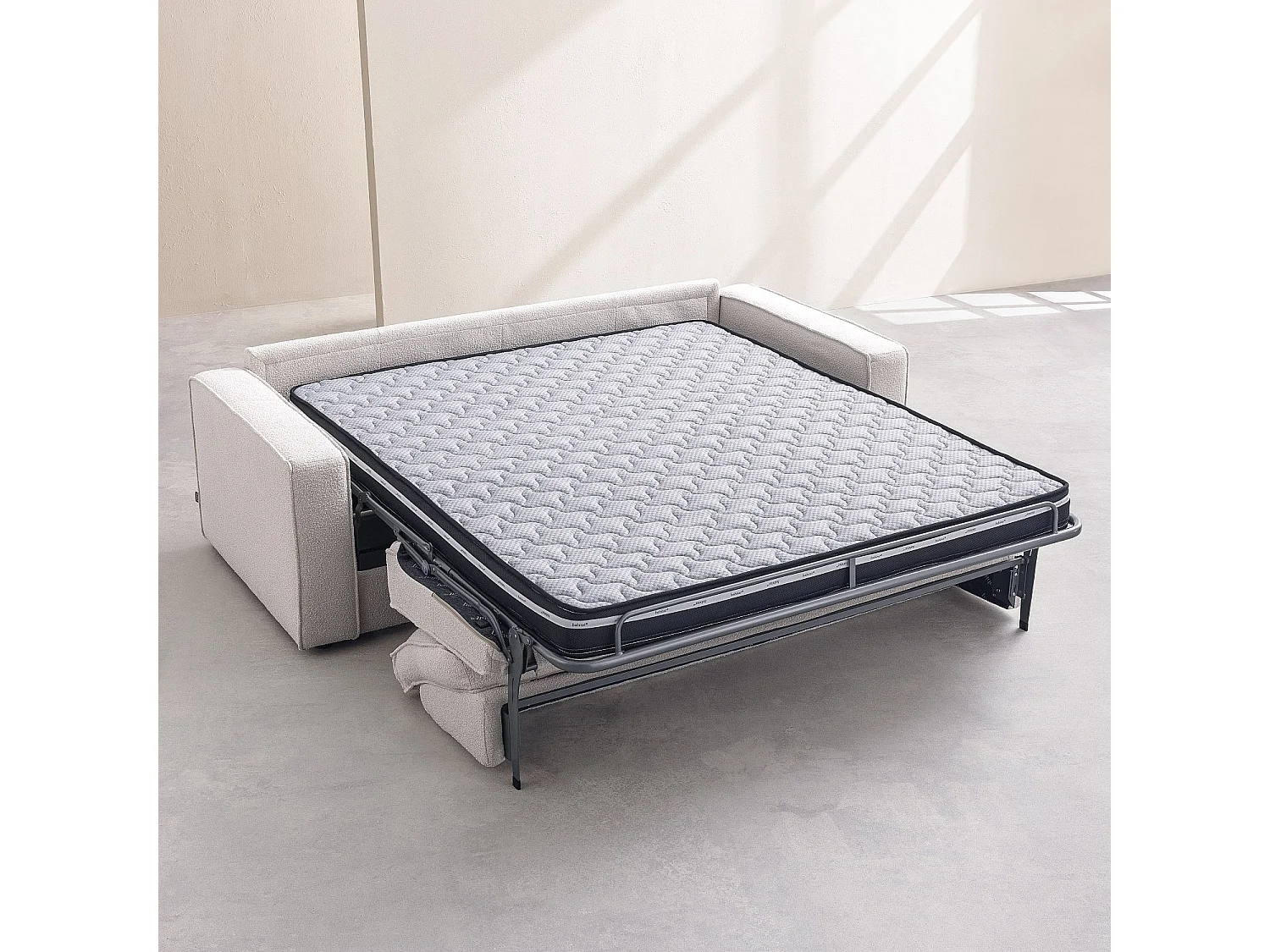 Canapé convertible 3 places - Couchage 160 cm - Matelas 16 cm - Tissu Tolfa Crème