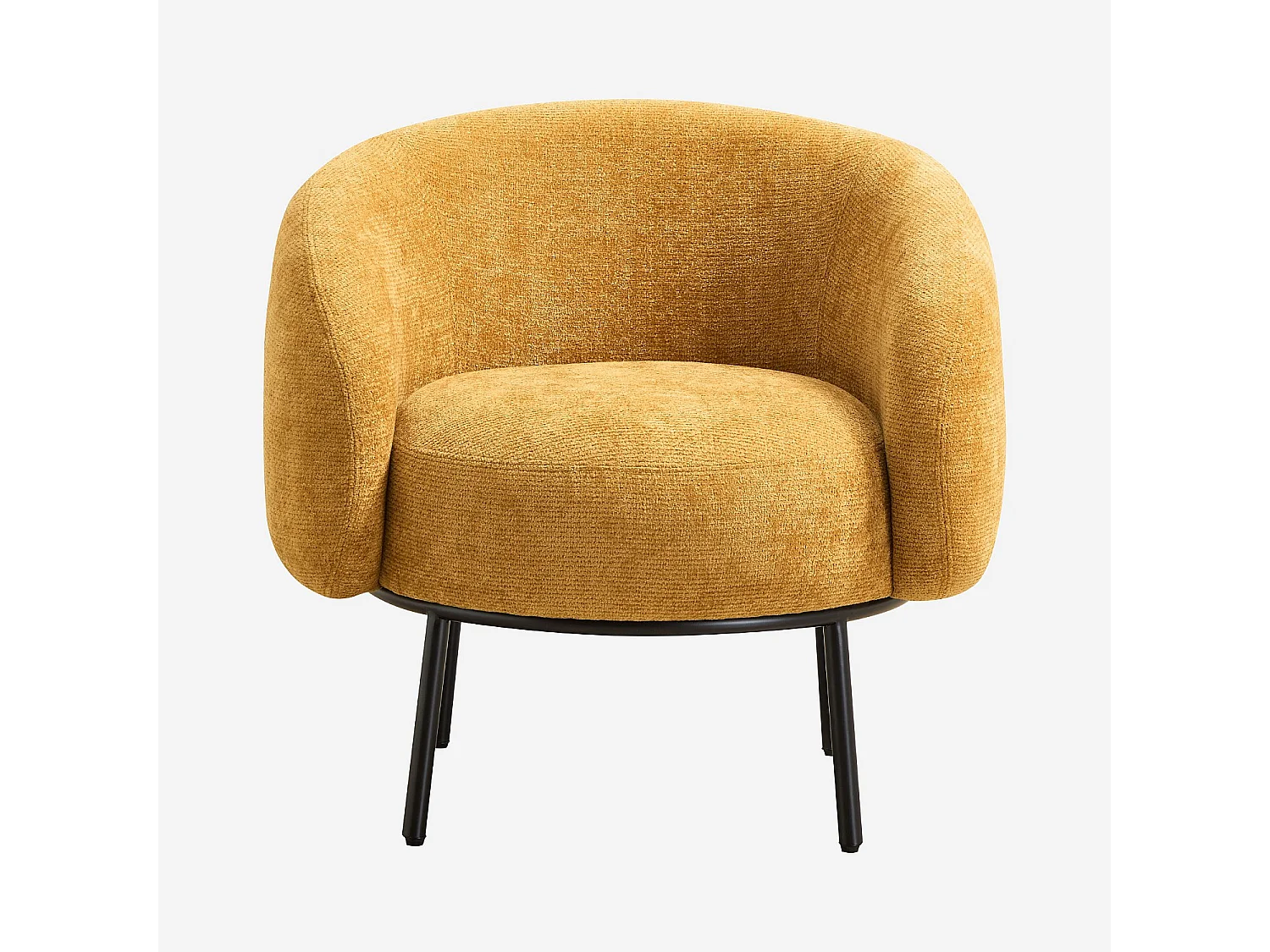 Habitat - Fauteuil en tissu chenille et métal noir - Jaune ocre - Design by Adrien Carvès - Cajou II