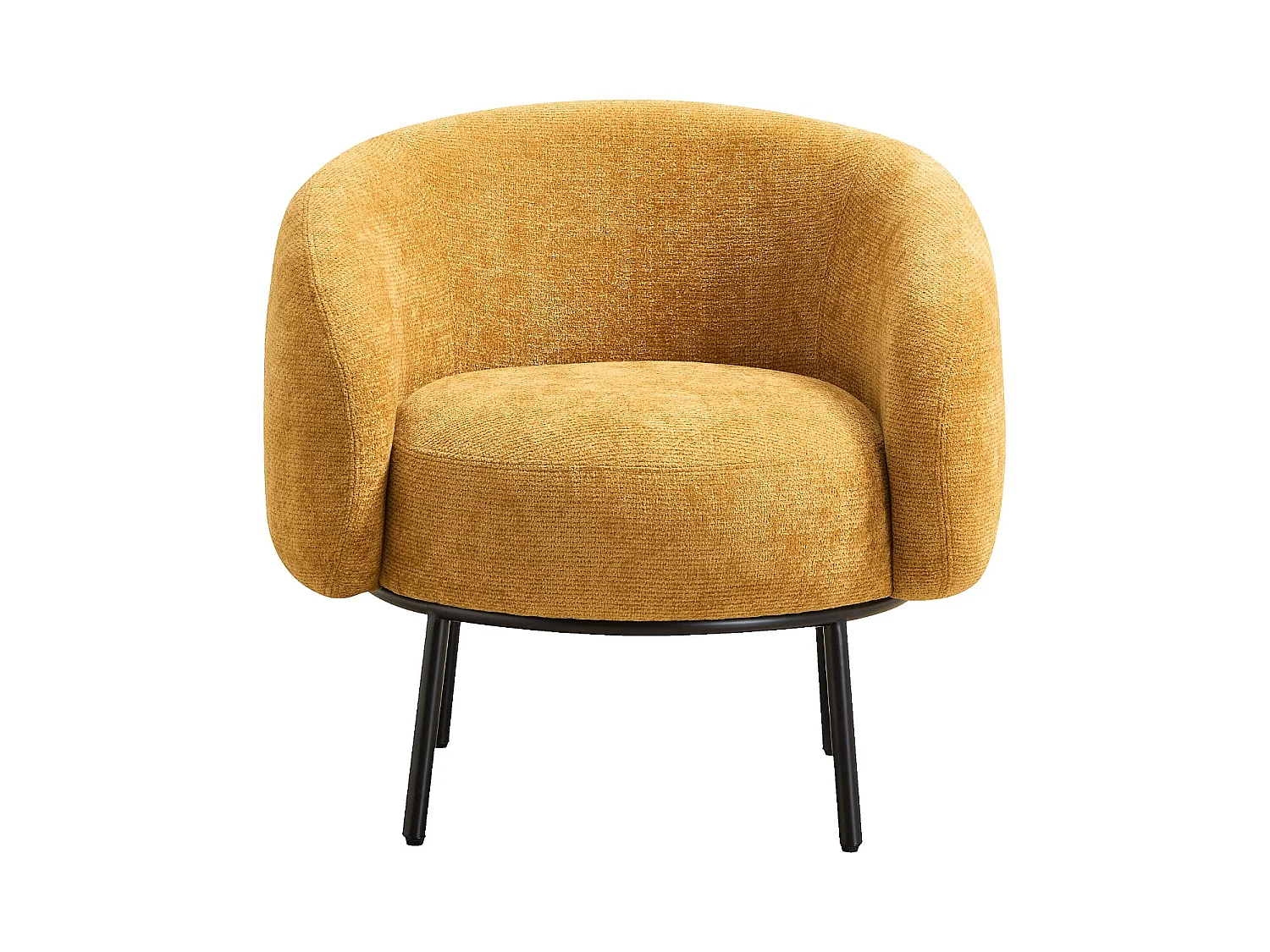 Habitat - Fauteuil en tissu chenille et métal noir - Jaune ocre - Design by Adrien Carvès - Cajou II