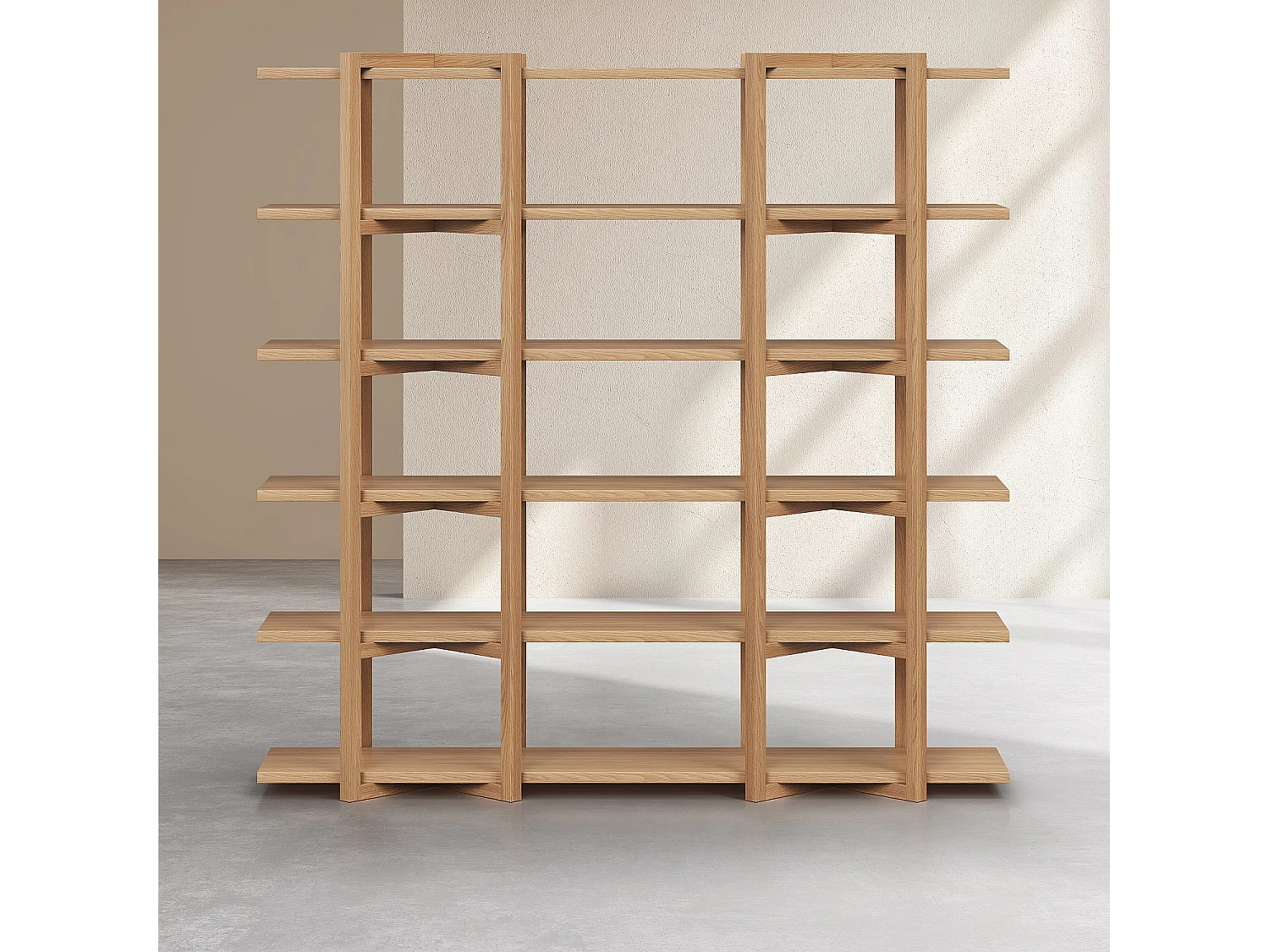Habitat - Grande bibliothèque 5 étagères en chêne - Naturel - Janoa