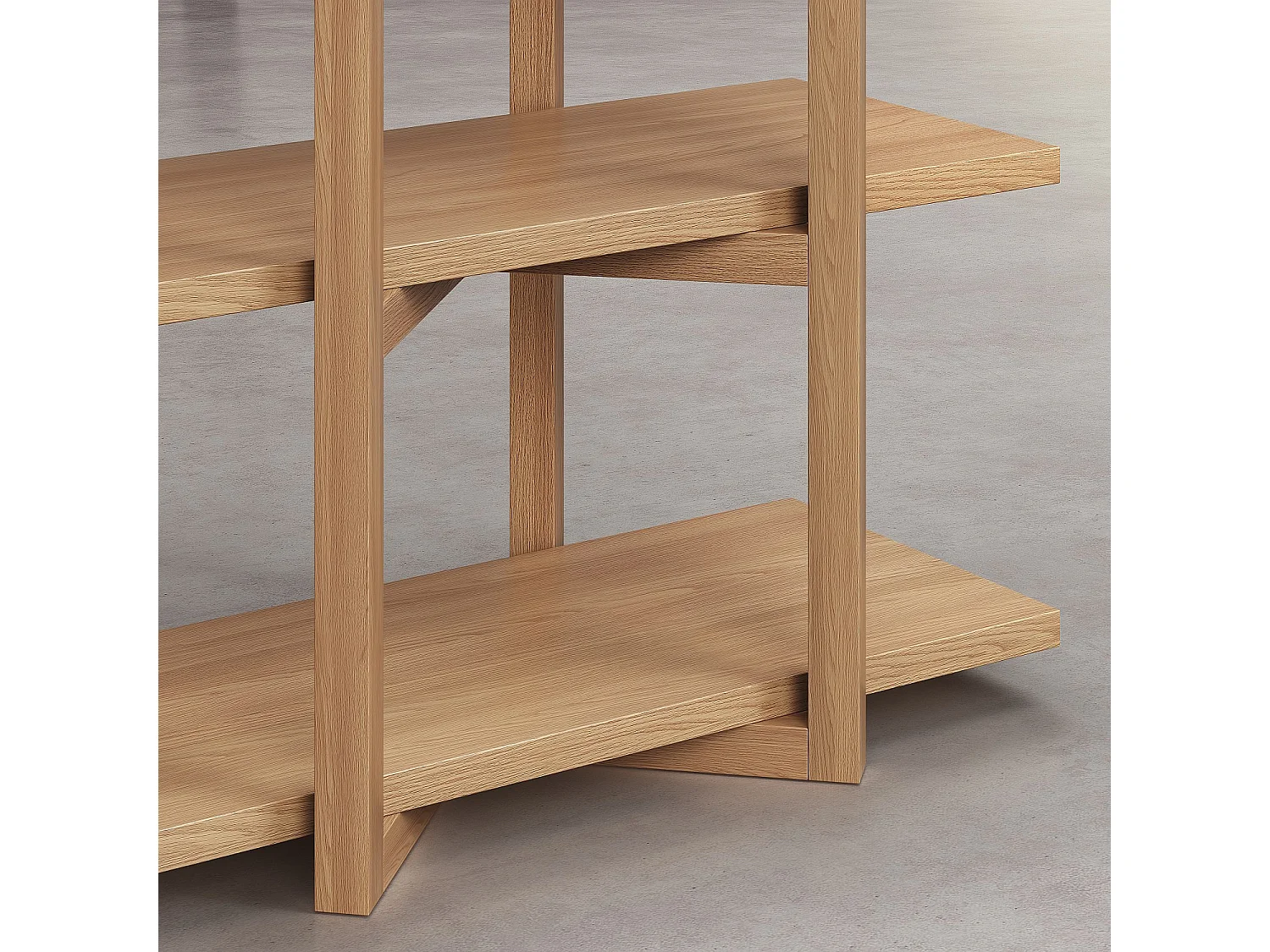 Habitat - Grande bibliothèque 5 étagères en chêne - Naturel - Janoa