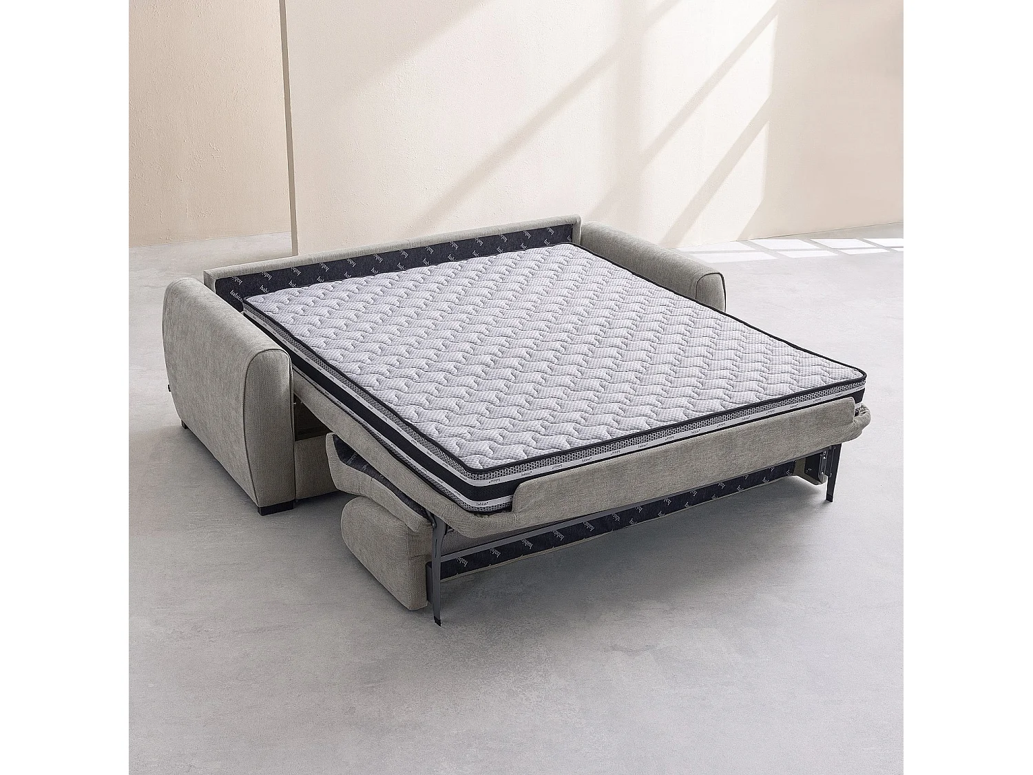 Canapé convertible 3 places - Couchage 160 cm - Matelas 16 cm - Tissu chenille déperlant Lugano - Bleu nuit