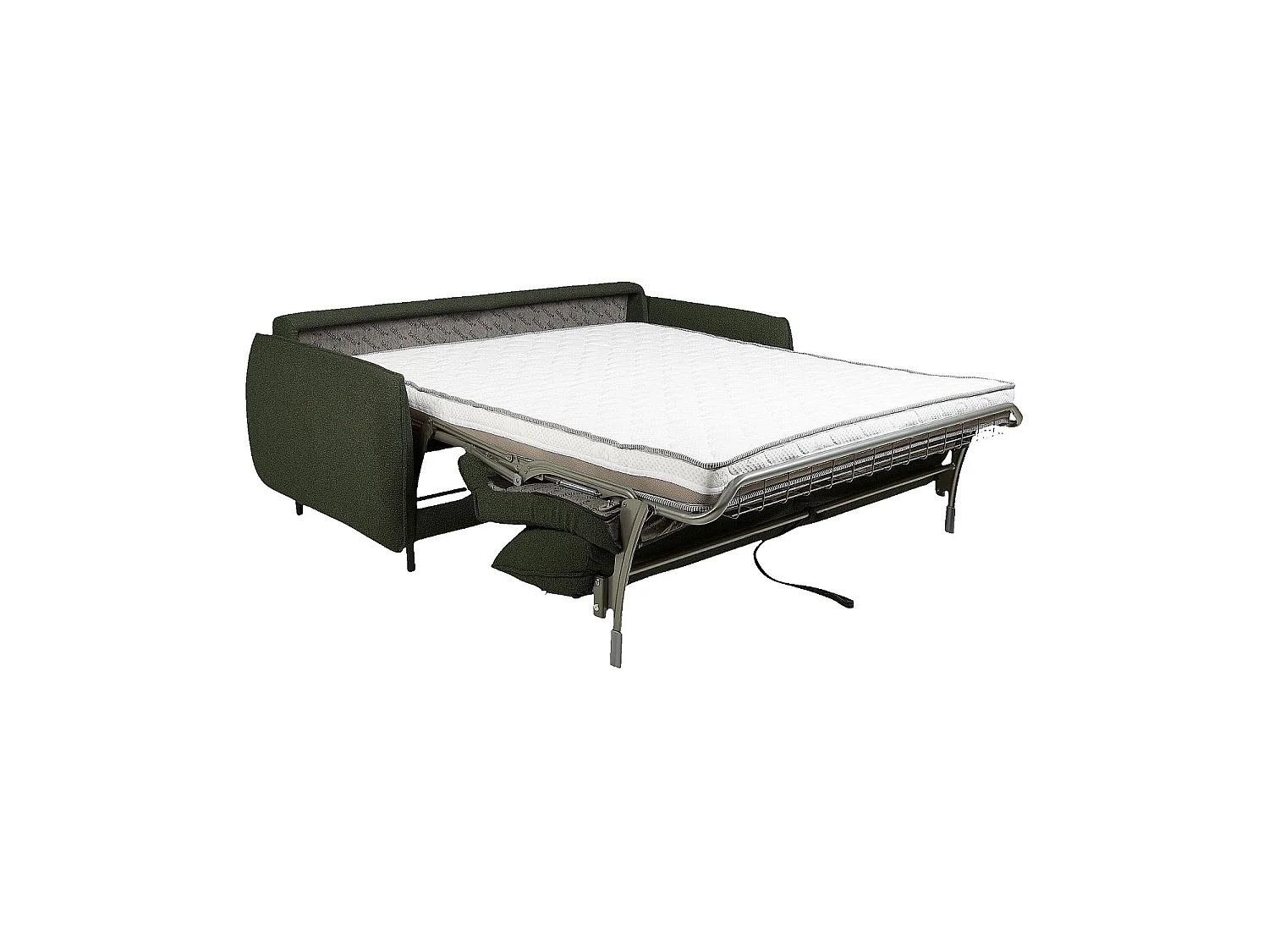 Habitat - Canapé convertible 2 places - Couchage 140 cm - Matelas en mousse 13 cm - Tissu bouclette Tolfa - Vert kaki - Milano II