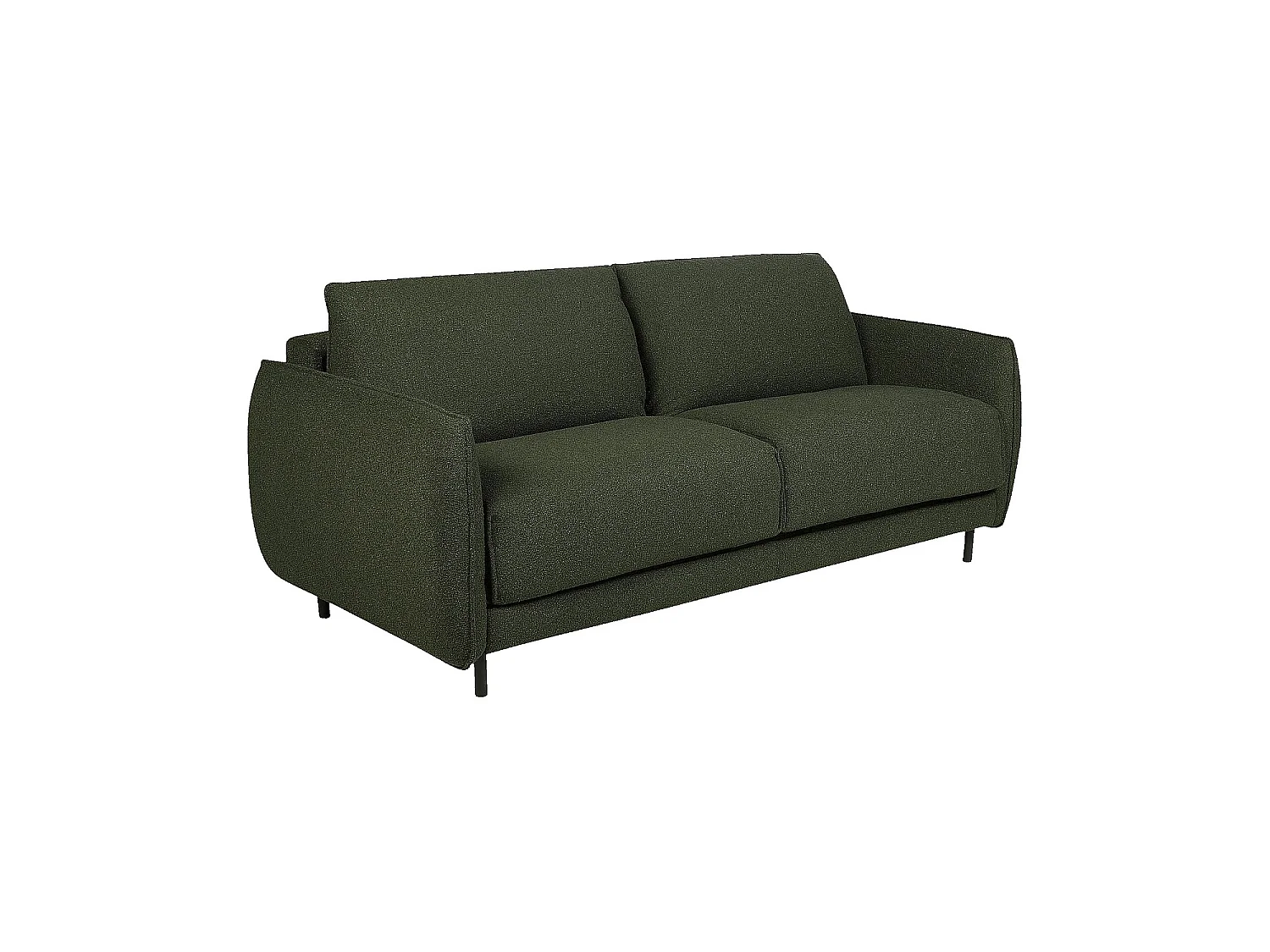 Habitat - Canapé convertible 2 places - Couchage 140 cm - Matelas en mousse 13 cm - Tissu bouclette Tolfa - Vert kaki - Milano II
