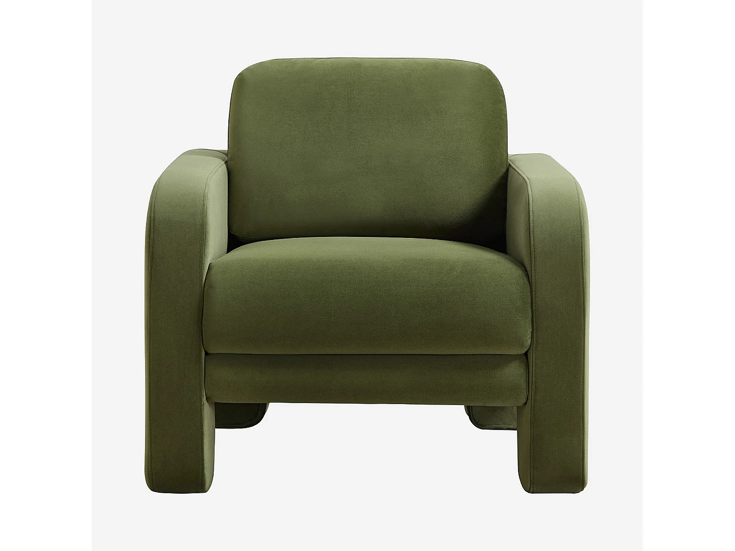 Habitat - Fauteuil en velours - Vert kaki - Braga