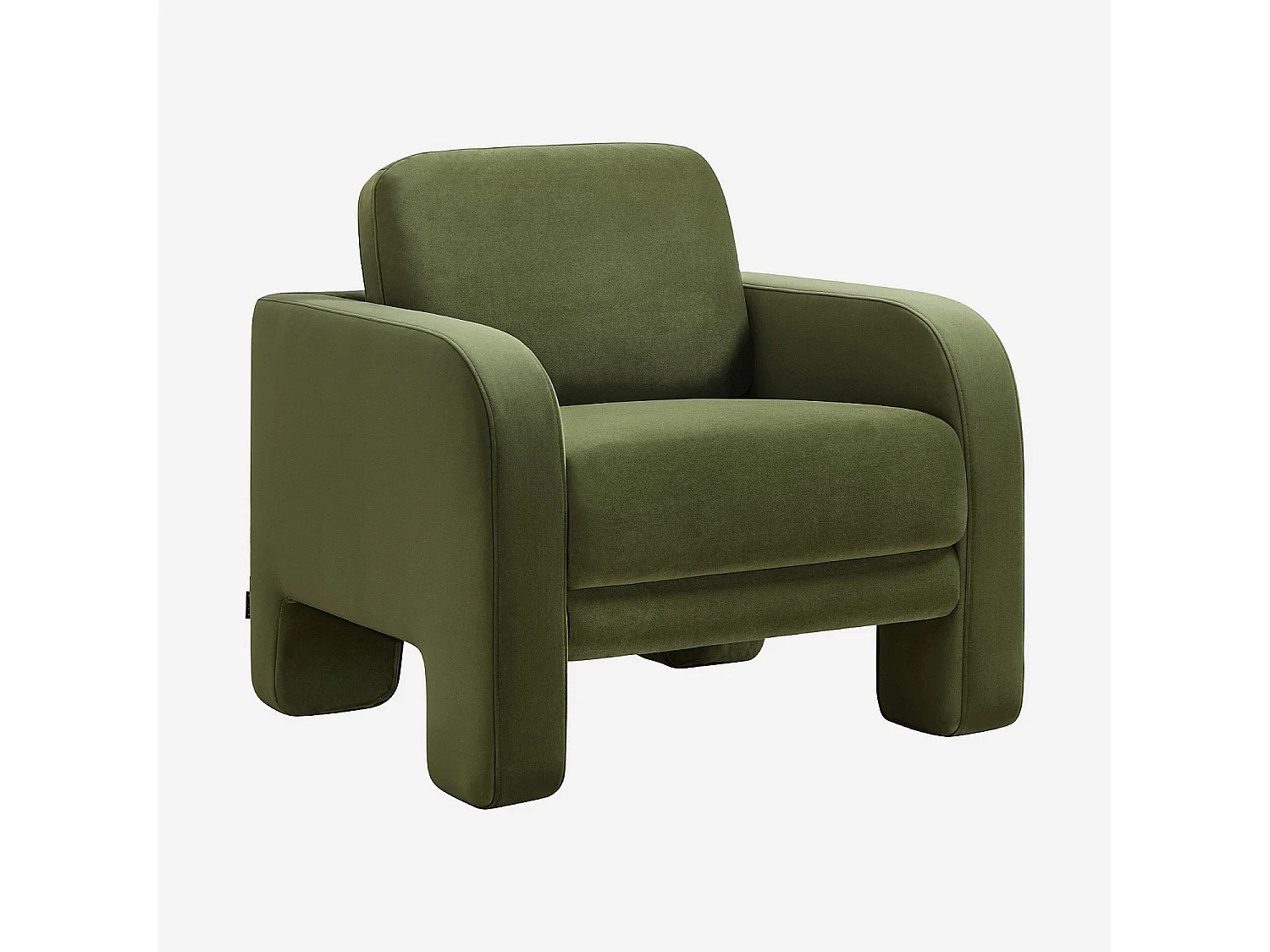 Habitat - Fauteuil en velours - Vert kaki - Braga