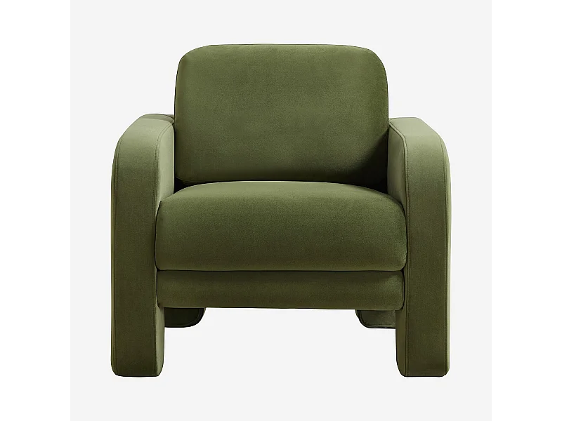Habitat - Fauteuil en velours - Vert kaki - Braga