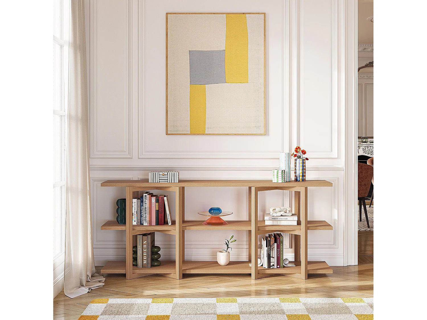 Habitat - Bibliothèque basse 3 étagères en chêne - Naturel - Janoa
