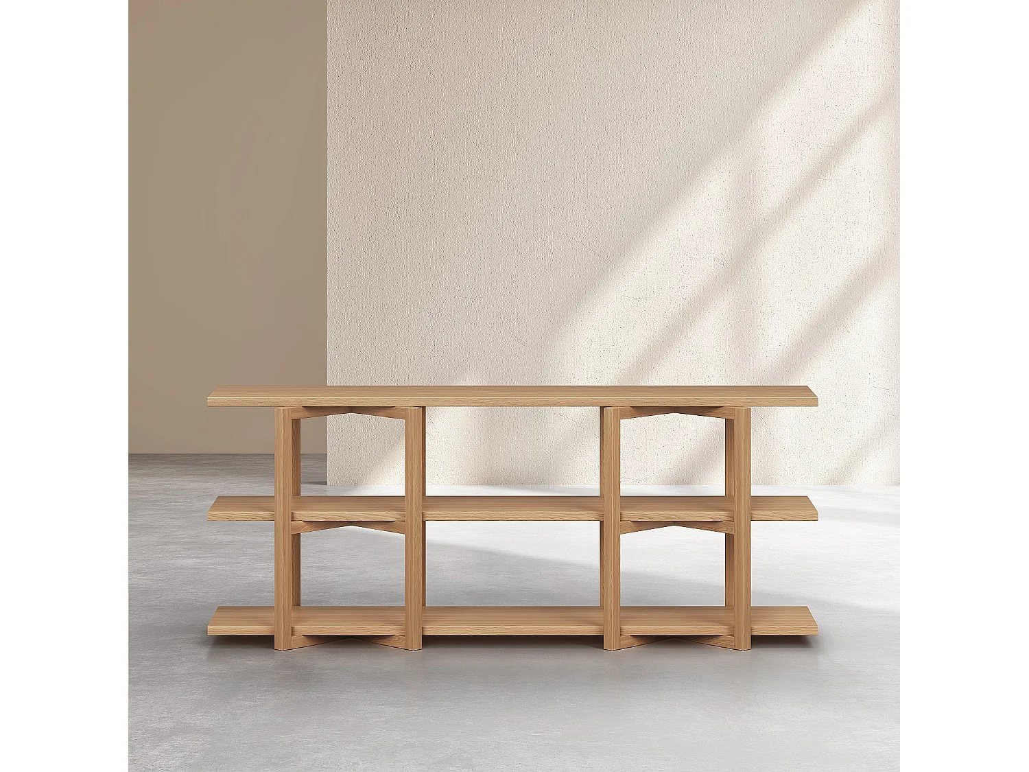 Habitat - Bibliothèque basse 3 étagères en chêne - Naturel - Janoa